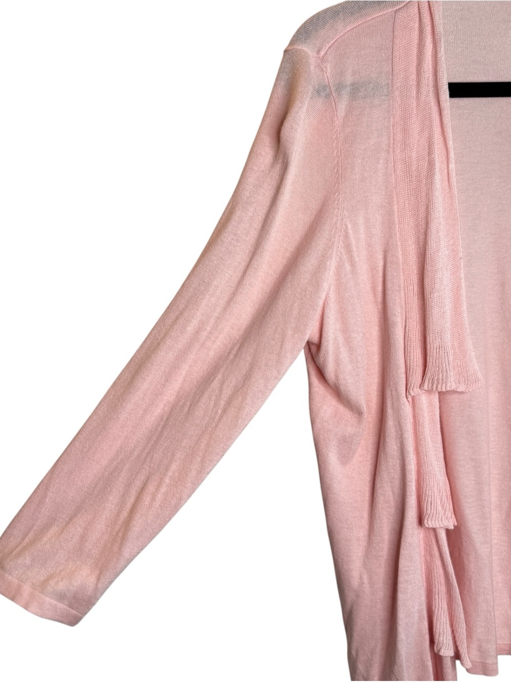 NWT Chico's Soft Pink Ruffle Open Front Cardigan Size Large - Picture 7 of 12